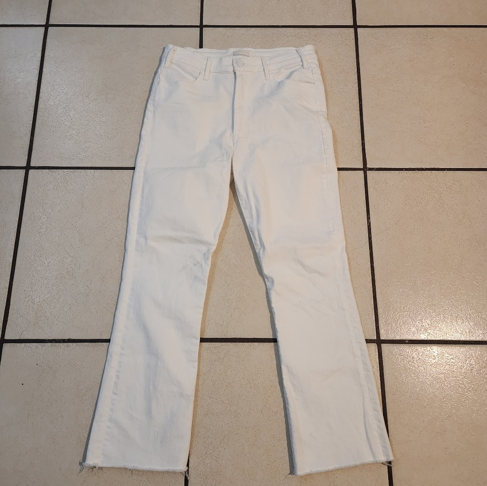 MOTHER The hustler ankle fray white jeans Sz32